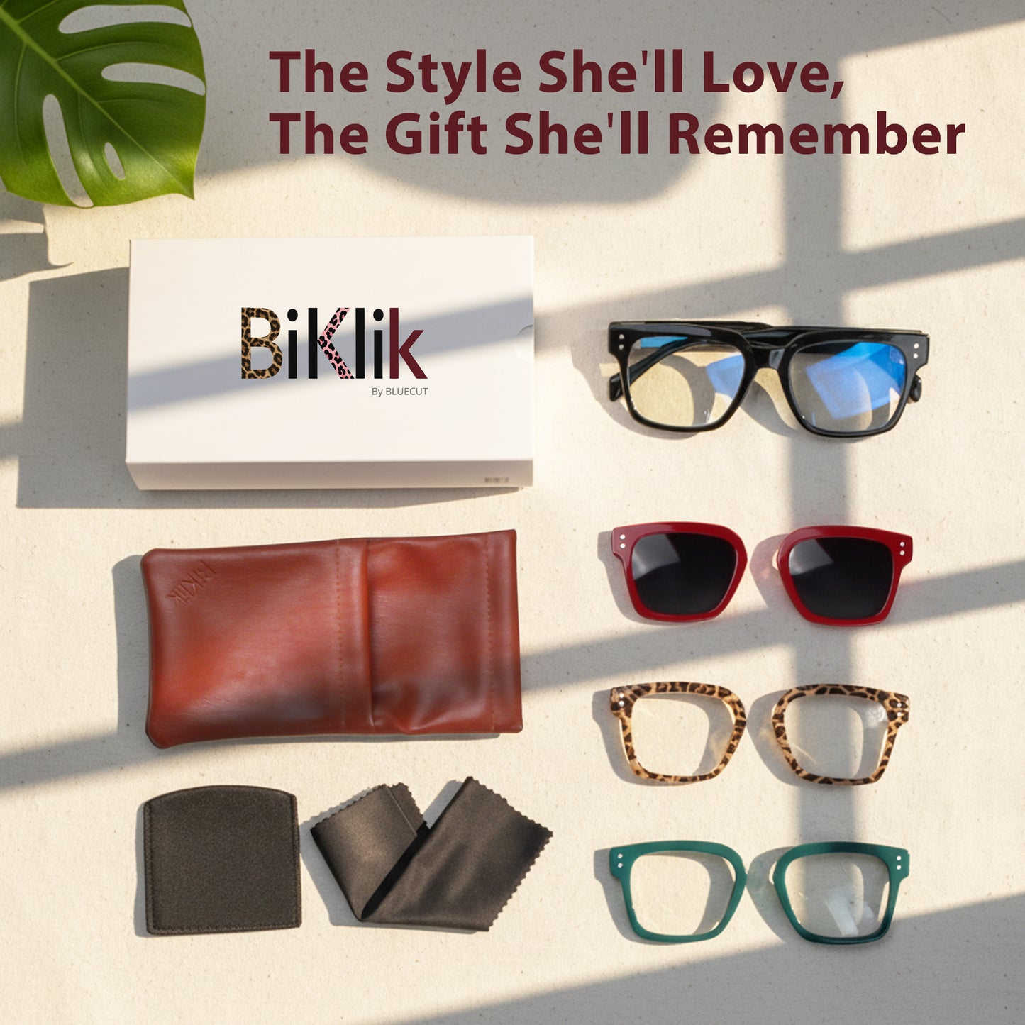 SOFIA Set – Black Frame + Green, Burgundy & Tortoise Clips