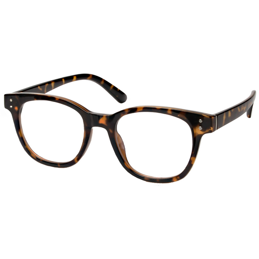Tortoiseshell eyeglasses on a white background