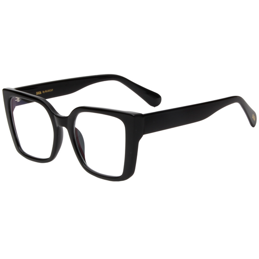 Black eyeglasses on a white background