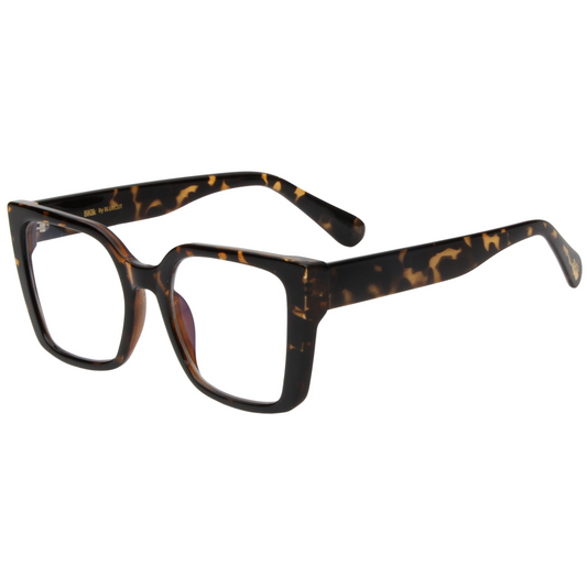 Tortoiseshell glasses on a white background