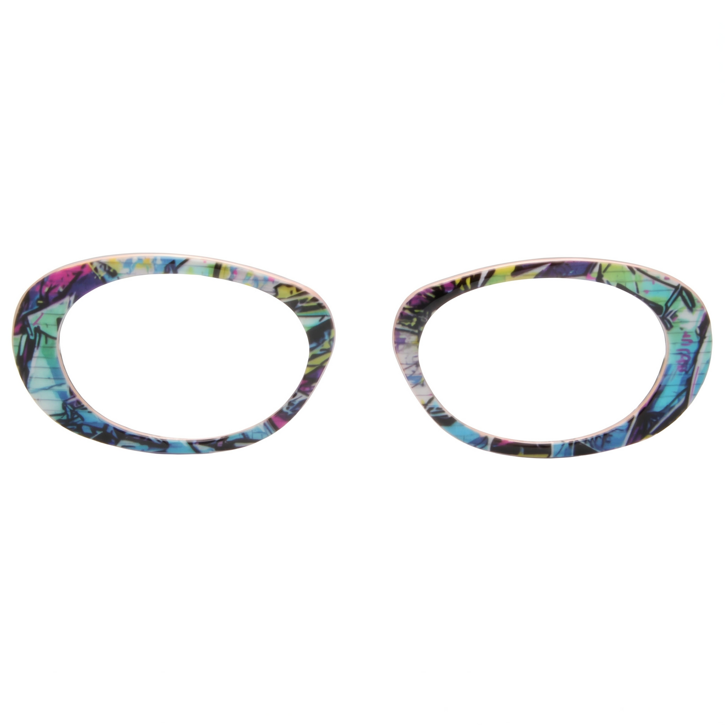 Colorful eyeglass frames on a white background