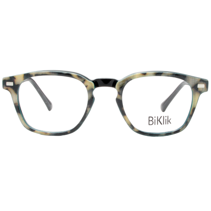 Tortoiseshell cat-eye glasses with 'BiKlik' branding on a white background