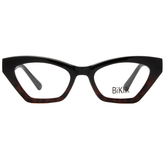 Cat-eye glasses with tortoiseshell pattern on a white background