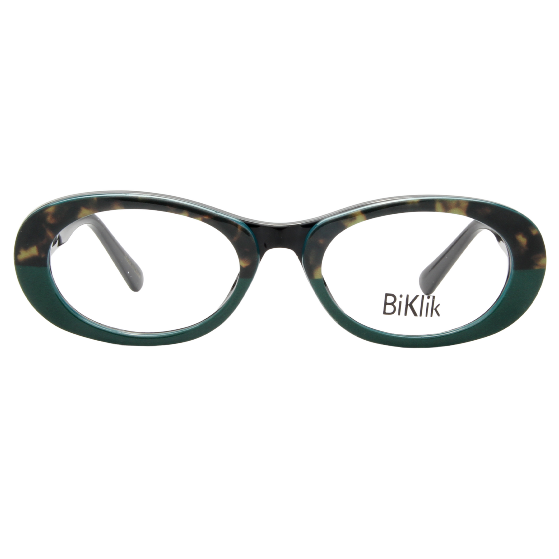Eyeglasses with a tortoiseshell frame on a white background