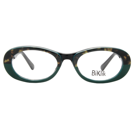 Eyeglasses with a tortoiseshell frame on a white background