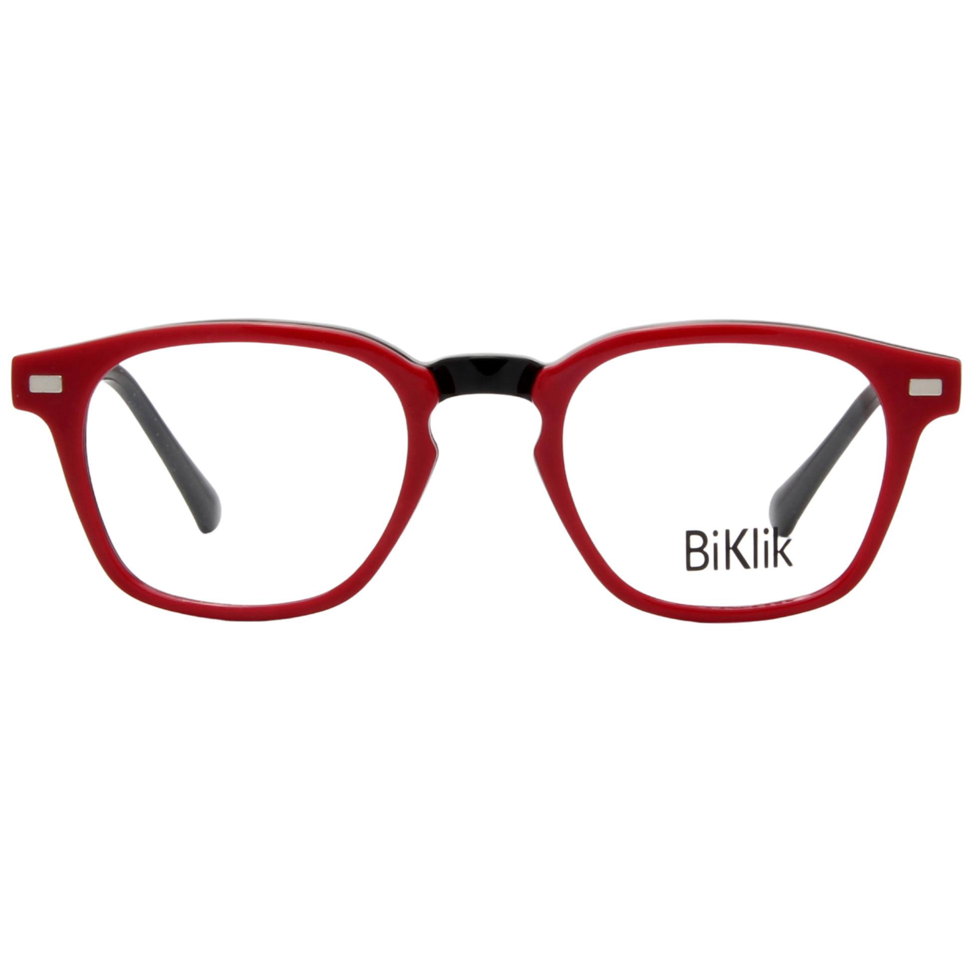 Burgundy glasses with 'BiKlik' branding on a white background