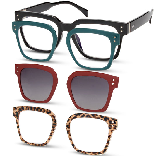SOFIA Set – Black Frame + Green, Burgundy & Tortoise Clips