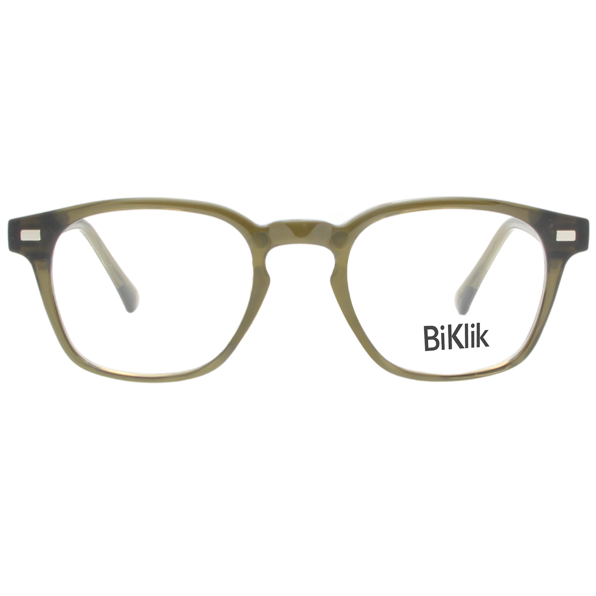 Eyeglasses with 'BiKlik' branding on a white background