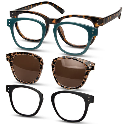 DEBBIE Set - Tortoise Frame + Matte Black, Green & Tortoise Clips