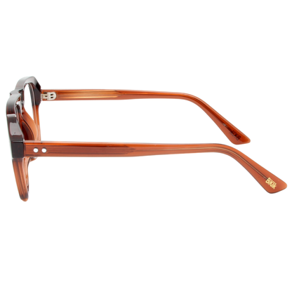 Brown eyeglasses on a white background