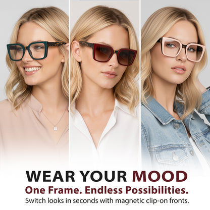 KATHY Set – Tortoise Frame + Pink, Green & Burgundy Clips