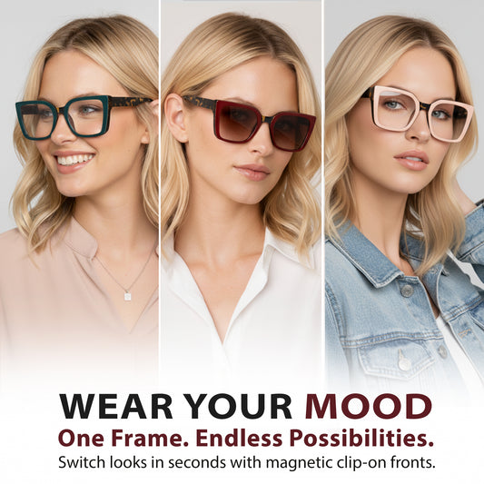 KATHY Set – Tortoise Frame + Pink, Green & Burgundy Clips