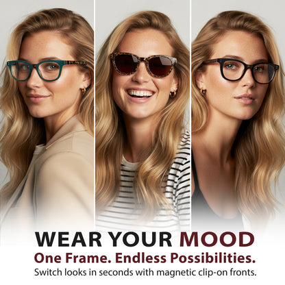 DEBBIE Set - Tortoise Frame + Matte Black, Green & Tortoise Clips