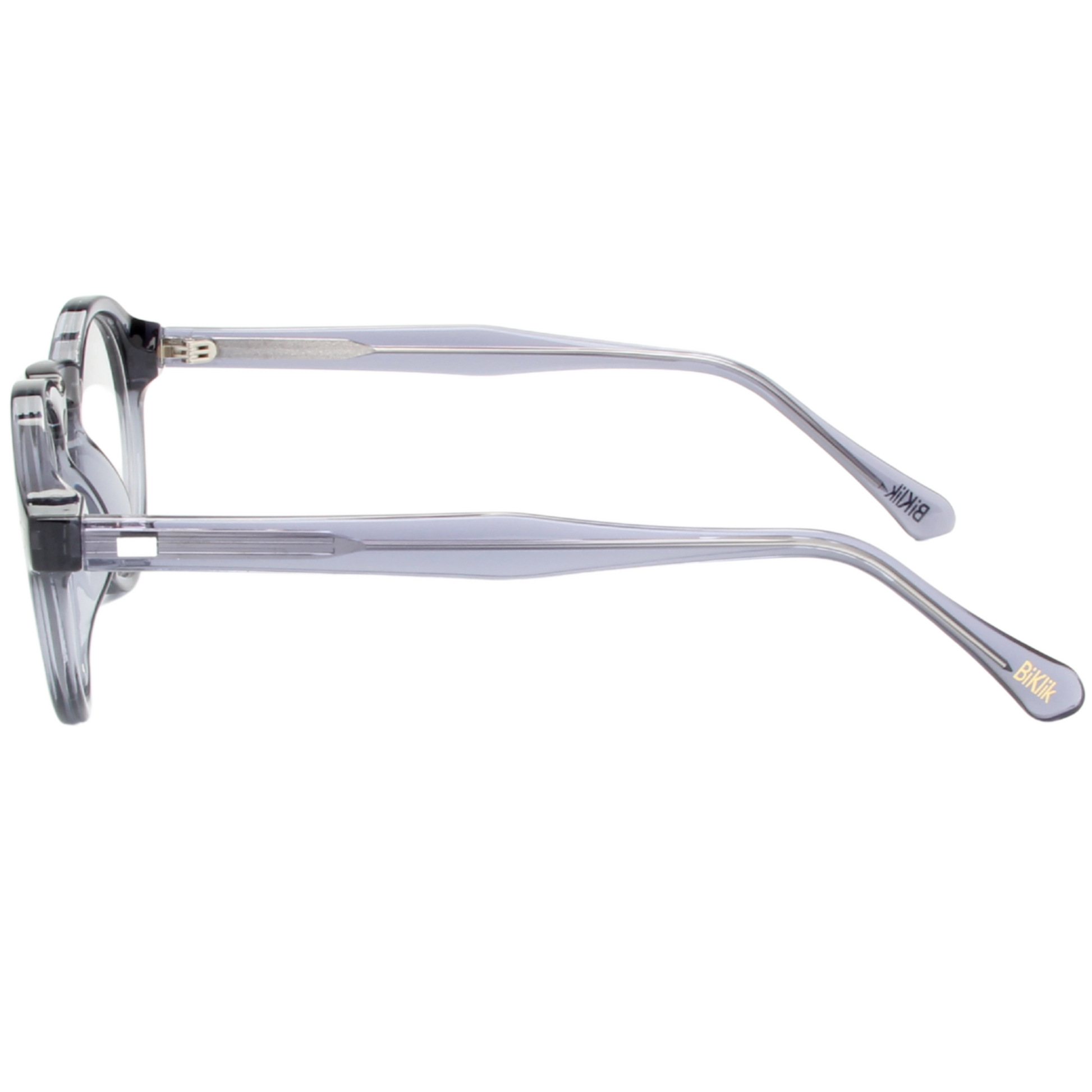Clear eyeglasses with thin frame on a white background