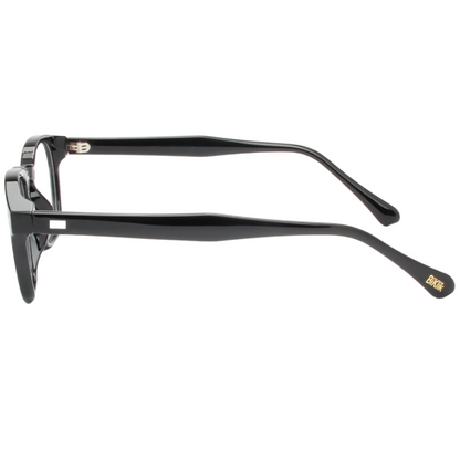 Black eyeglasses on a white background