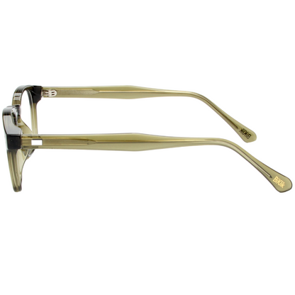 Gold-framed eyeglasses on a white background