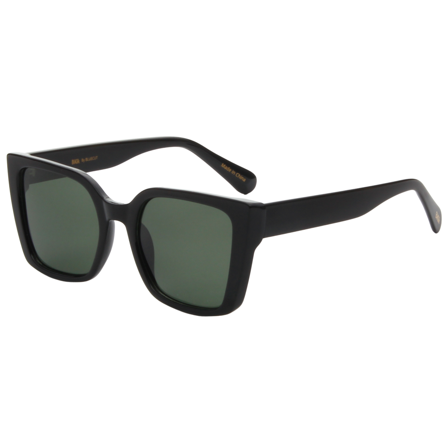KATHY – Black Frame Sunglasses (Green G-15)