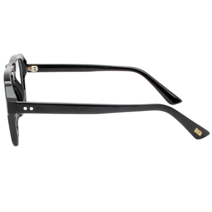 Black eyeglasses on a white background