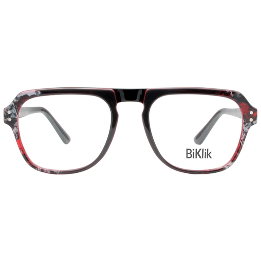 Eyeglasses with a floral pattern on a white background, featuring the brand 'BiKlik'.