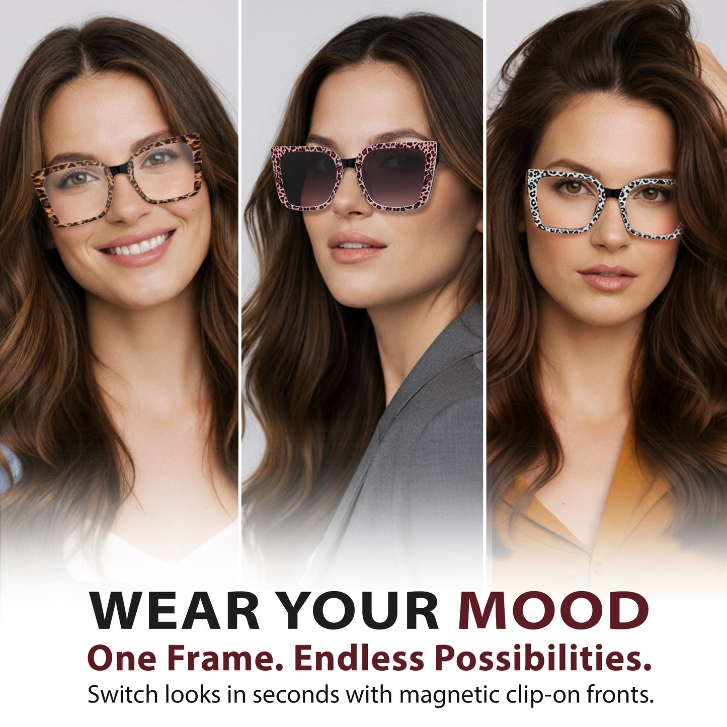 KATHY Set – Black Frame + 3 Tortoise Clips