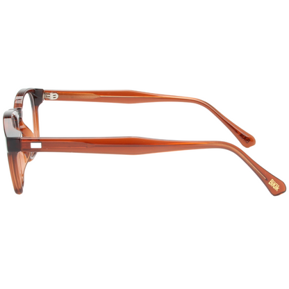 Orange eyeglasses on a white background
