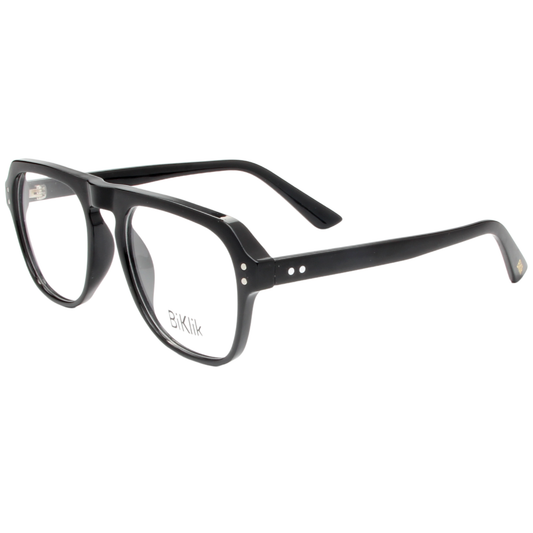 Black eyeglasses on a white background