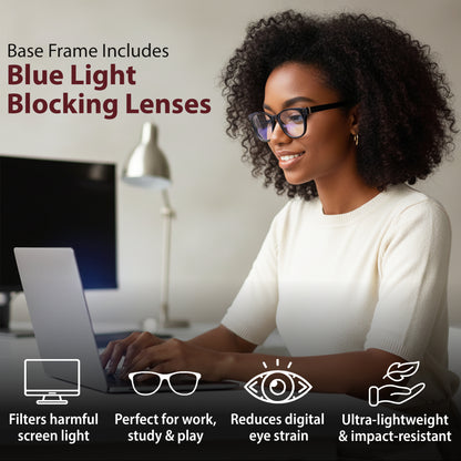 DEBBIE Set - Black Frame + Pink, Burgundy & Tortoise Clips