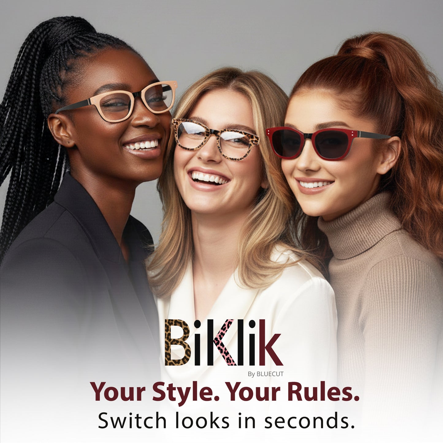 DEBBIE Set - Black Frame + Pink, Burgundy & Tortoise Clips