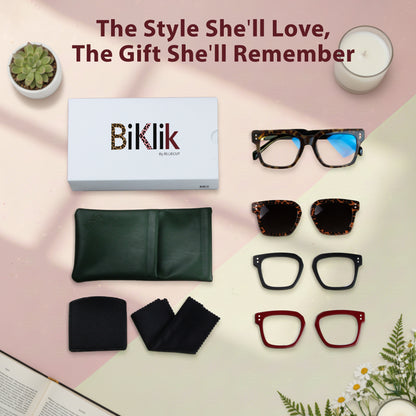 SOFIA Set – Tortoise Frame + Matte Black, Tor & Burgundy Clips