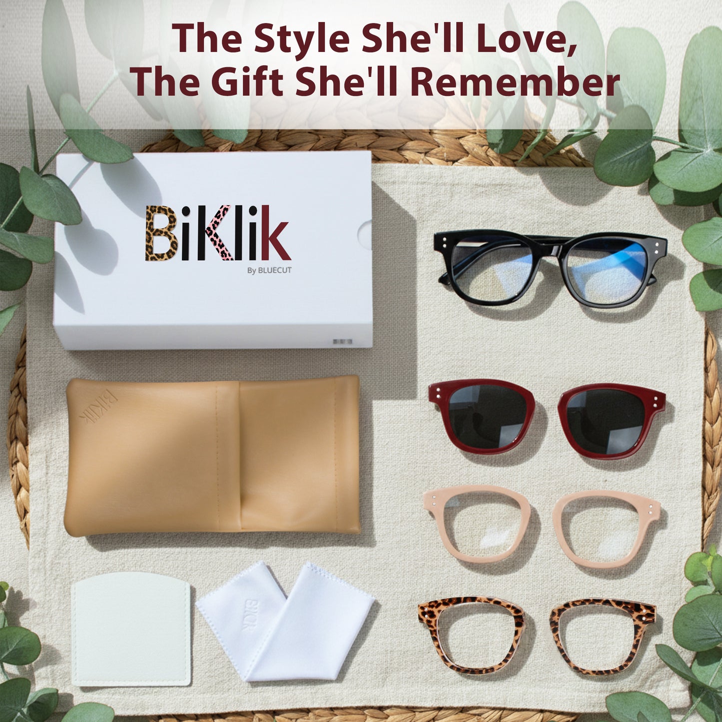 DEBBIE Set - Black Frame + Pink, Burgundy & Tortoise Clips