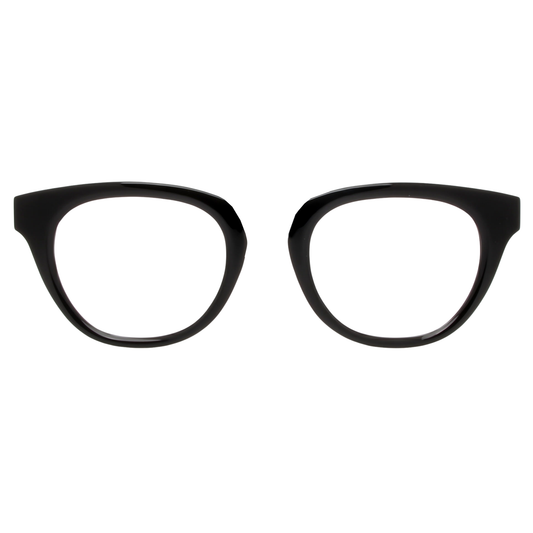 Black cat-eye glasses on a white background