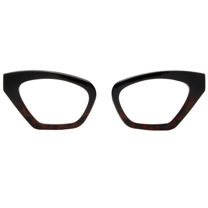 Cat-eye glasses with tortoiseshell pattern on a white background