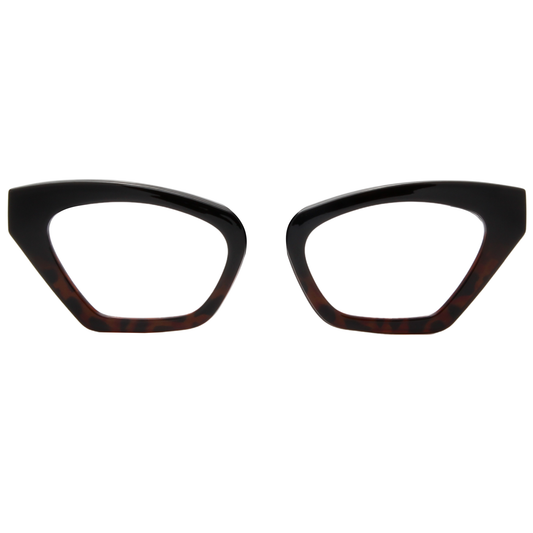 Cat-eye glasses with tortoiseshell pattern on a white background