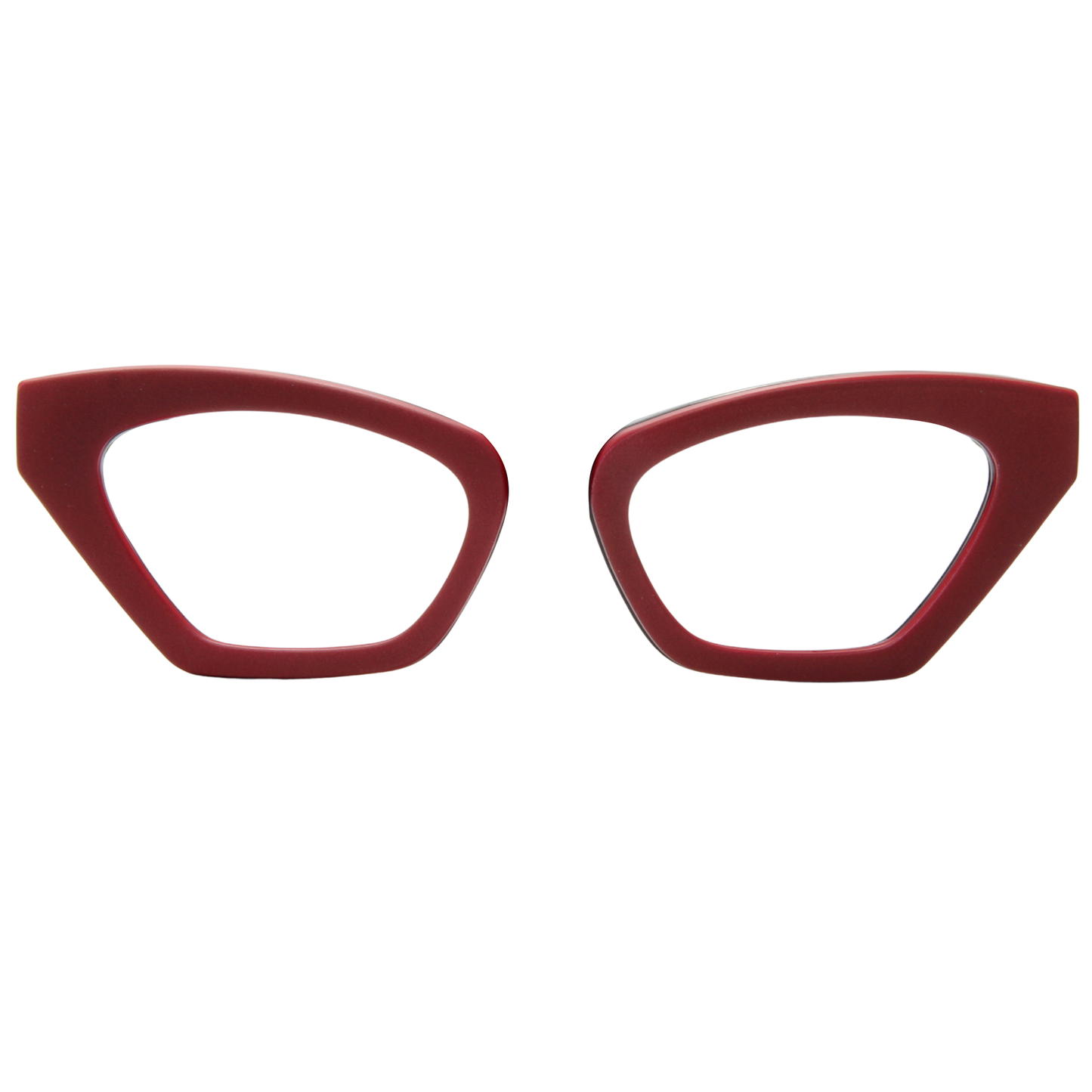 Red cat-eye glasses on a white background