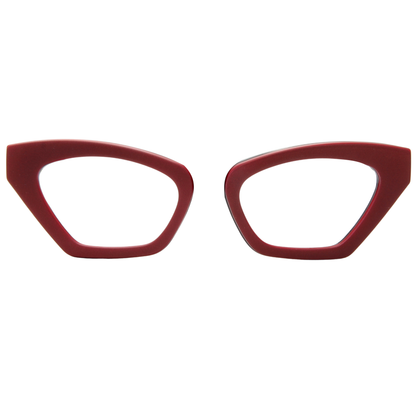 Red cat-eye glasses on a white background