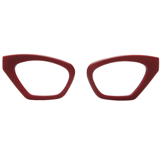Red cat-eye glasses on a white background