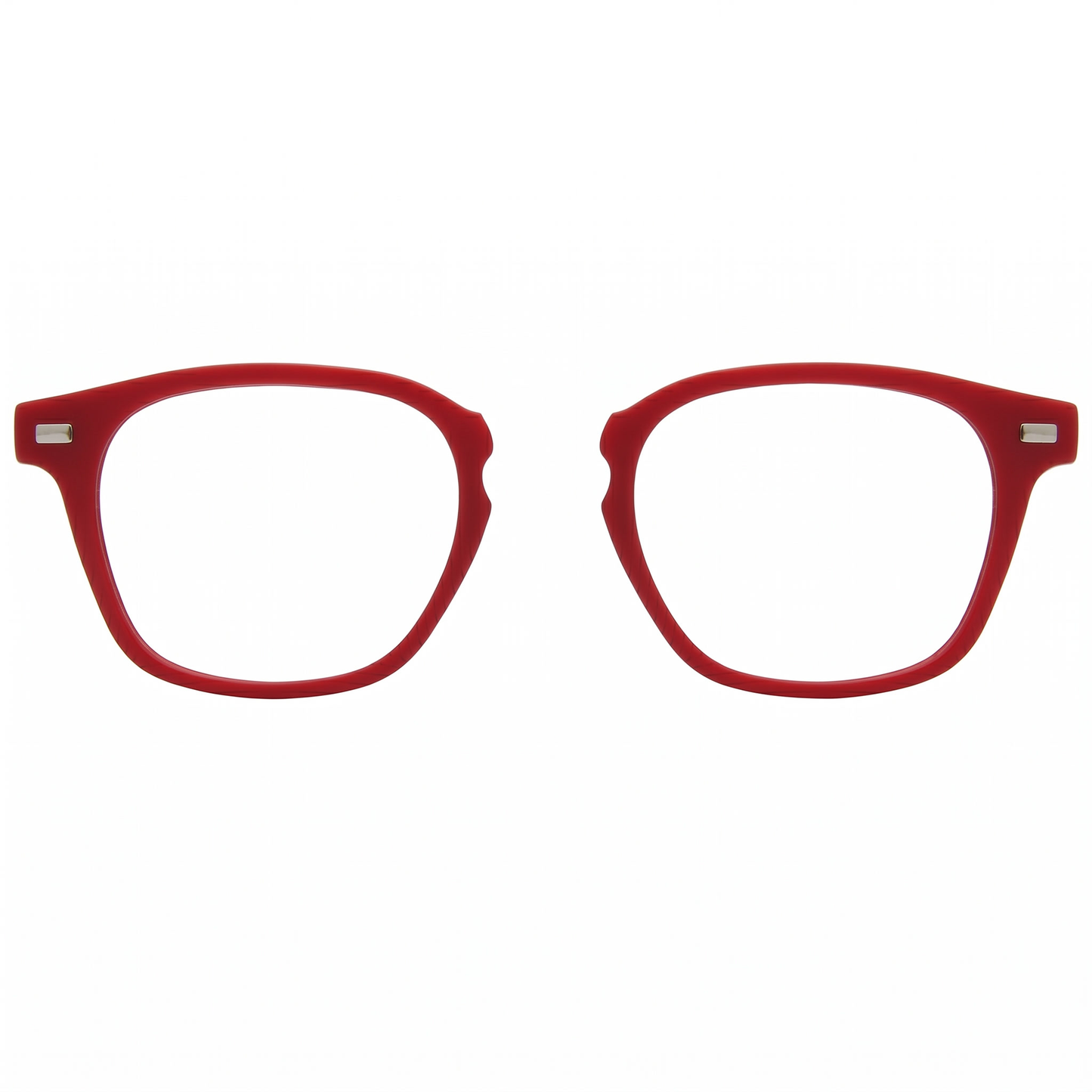 Burgundy eyeglasses on a white background