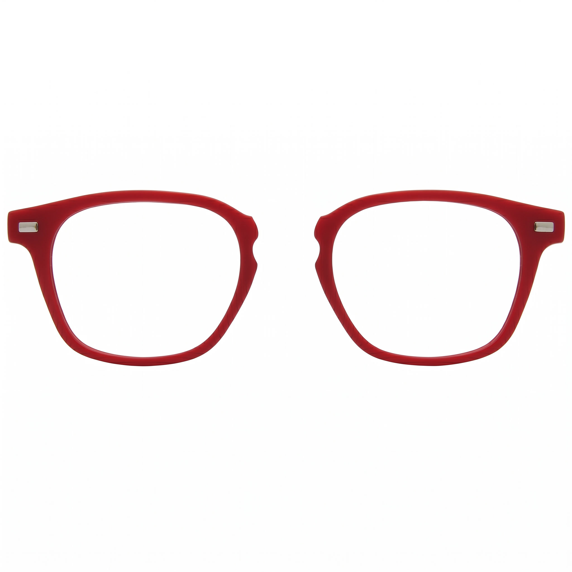 Burgundy eyeglasses on a white background