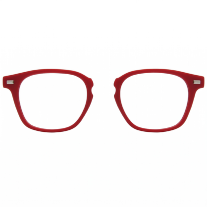 Burgundy eyeglasses on a white background