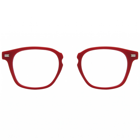 Burgundy eyeglasses on a white background
