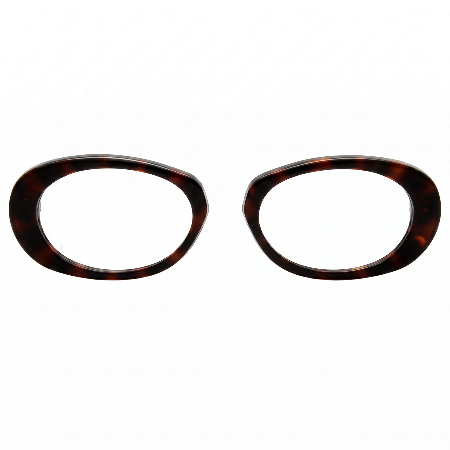 Tortoiseshell eyeglass frames on a white background