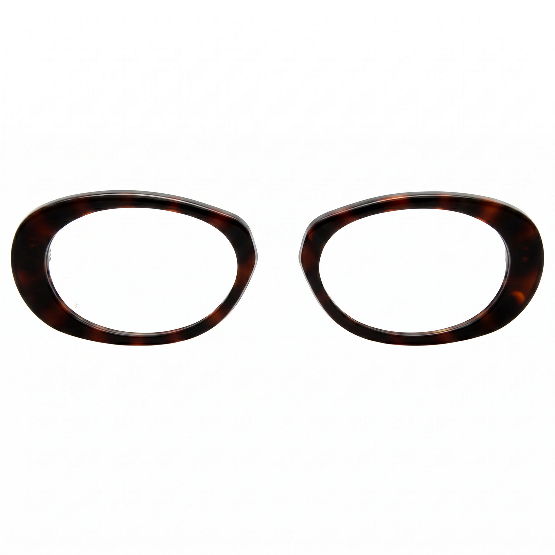 Tortoiseshell eyeglass frames on a white background