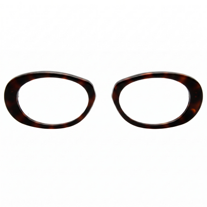 Tortoiseshell eyeglass frames on a white background
