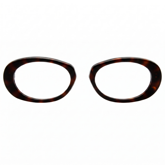 Tortoiseshell eyeglass frames on a white background