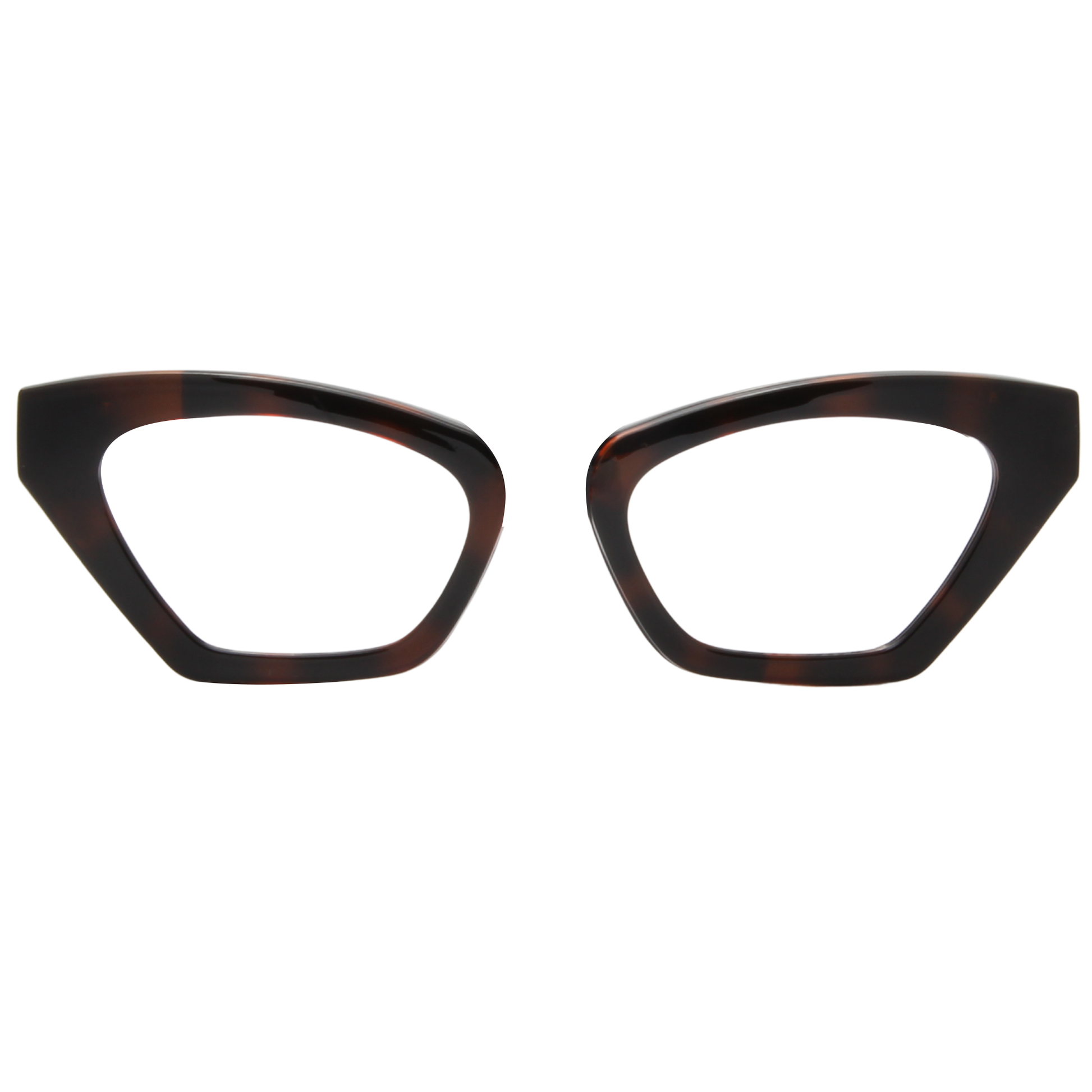 Tortoiseshell cat-eye glasses on a white background