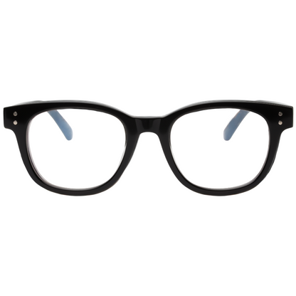 Black eyeglasses on a white background