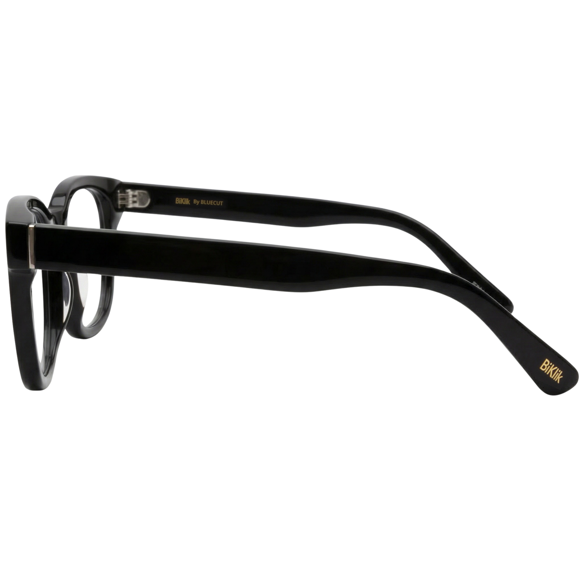 Black eyeglasses on a white background