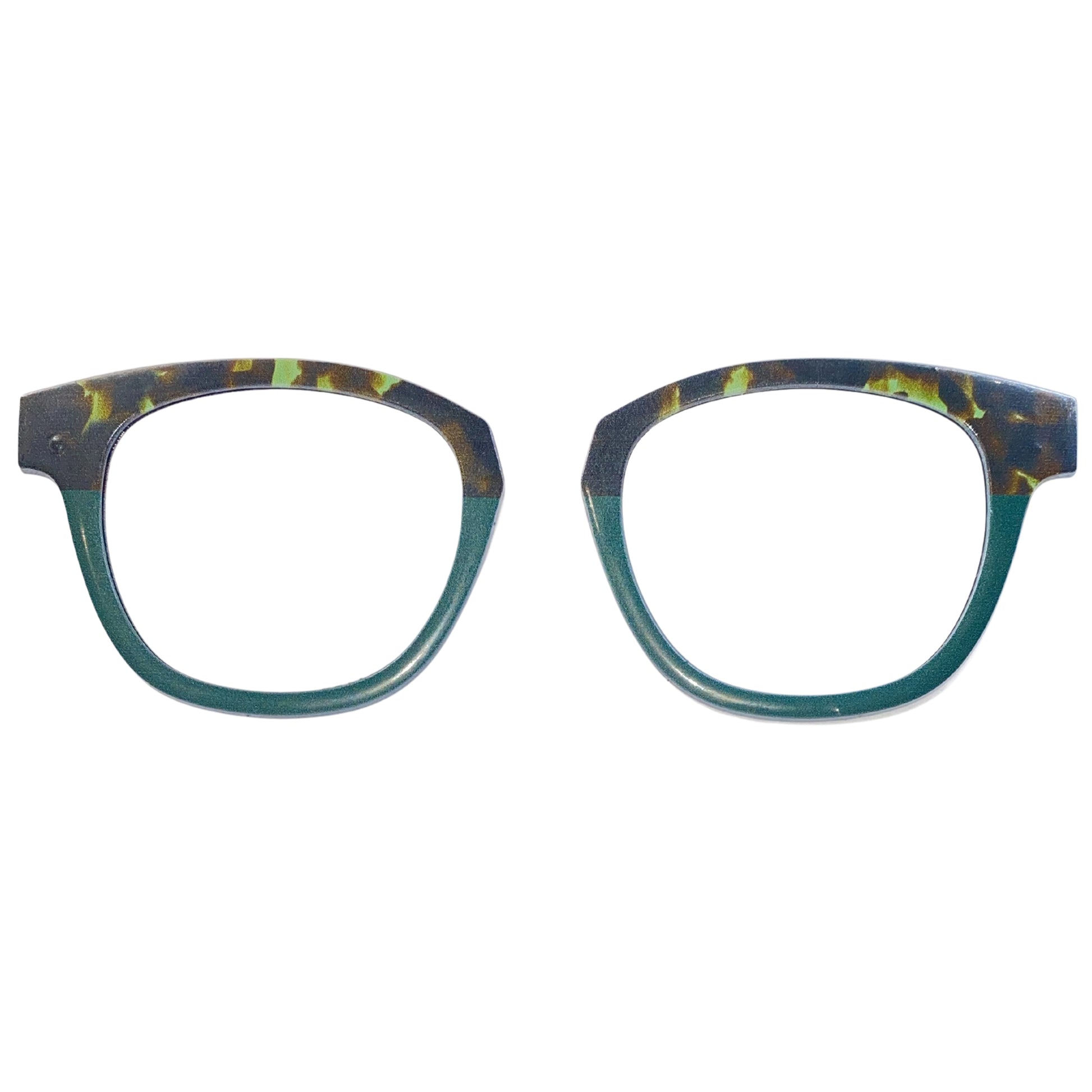 Green cat-eye glasses on a white background