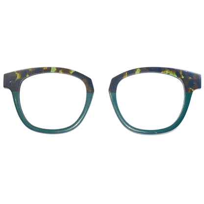 Green cat-eye glasses on a white background