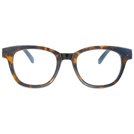 Tortoiseshell eyeglasses on a white background